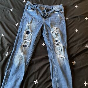 American Eagle Outfitters Ripped Blue Skinny Jeans